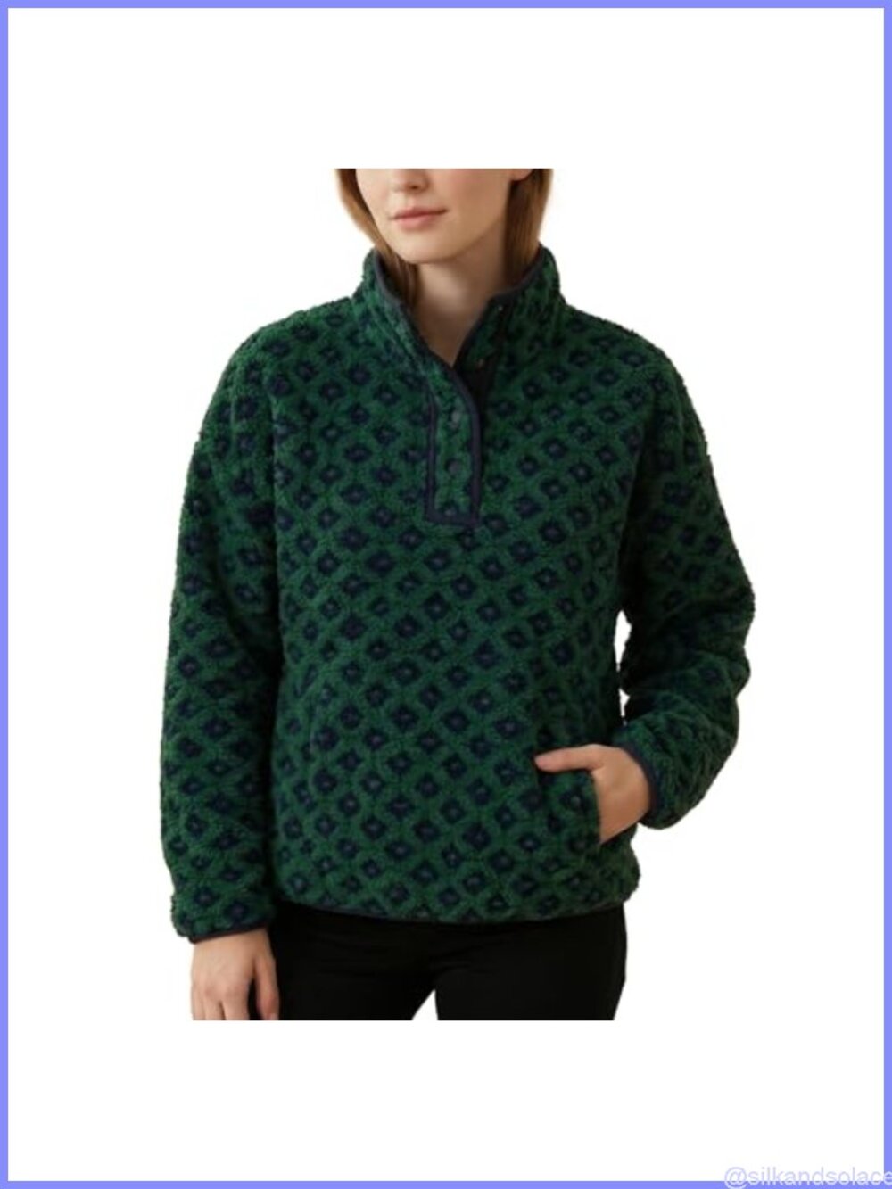 Fleece Checkered Sweatshirt Mock Neck High Neck Plaid Pullover Hoodie with